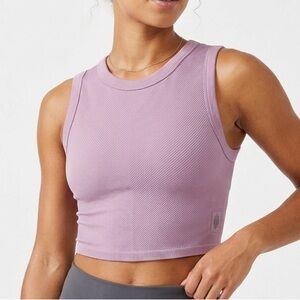 Free People Movement Happiness Runs Muscle Tank Pink Ribbed Crop Top M/L